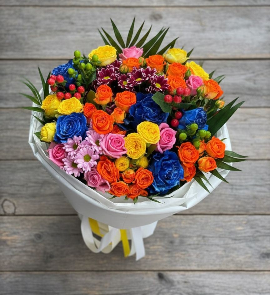 Букет цветов из: Розы и Хризантемы в Третьяках