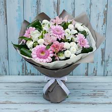 Букет цветов из:  Герберы, Альстромерии и Хризантемы в Третьяках