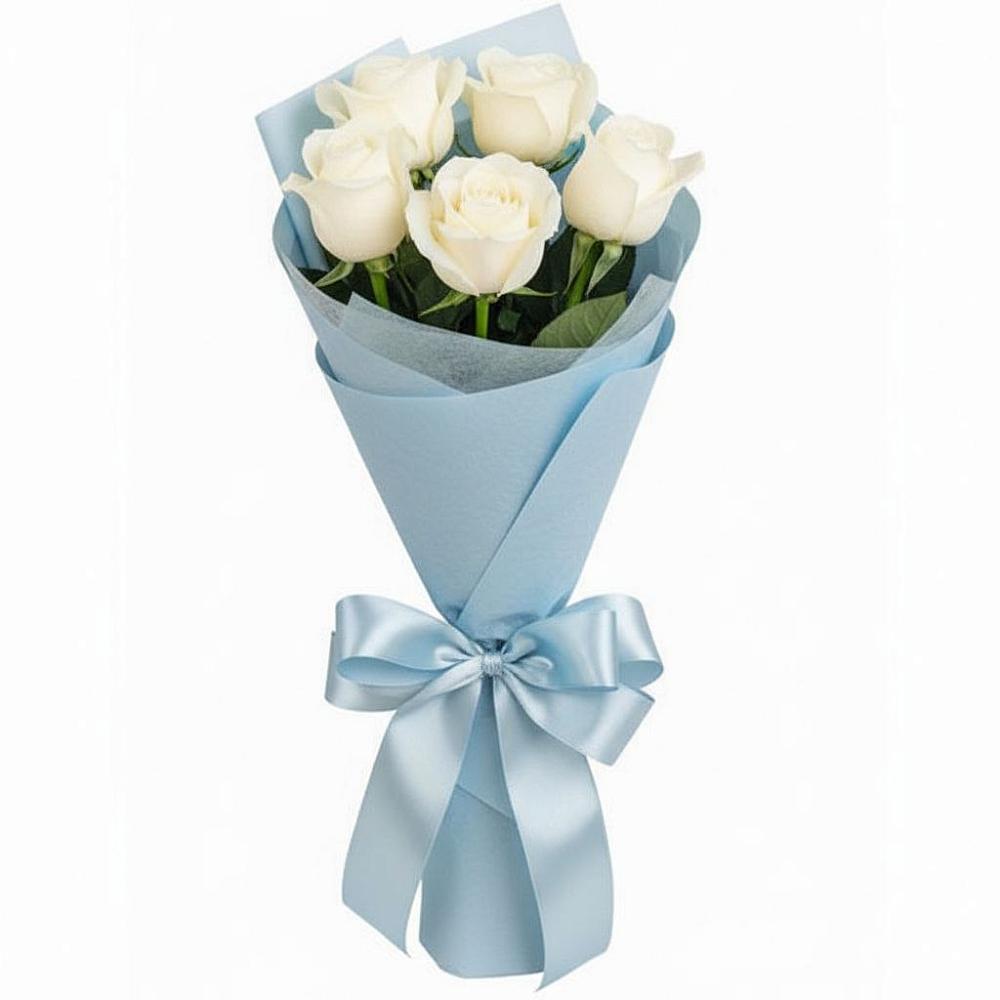 Букет 5 Белых роз Проуд в Третьяках