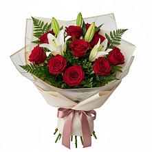 Букет цветов из:  Лилии и Розы в Третьяках