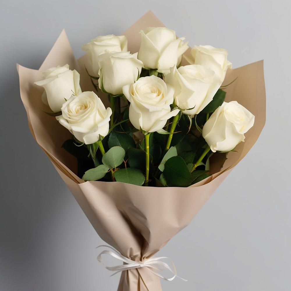 Букет 9 Белых роз Эдлесс Лав в Третьяках