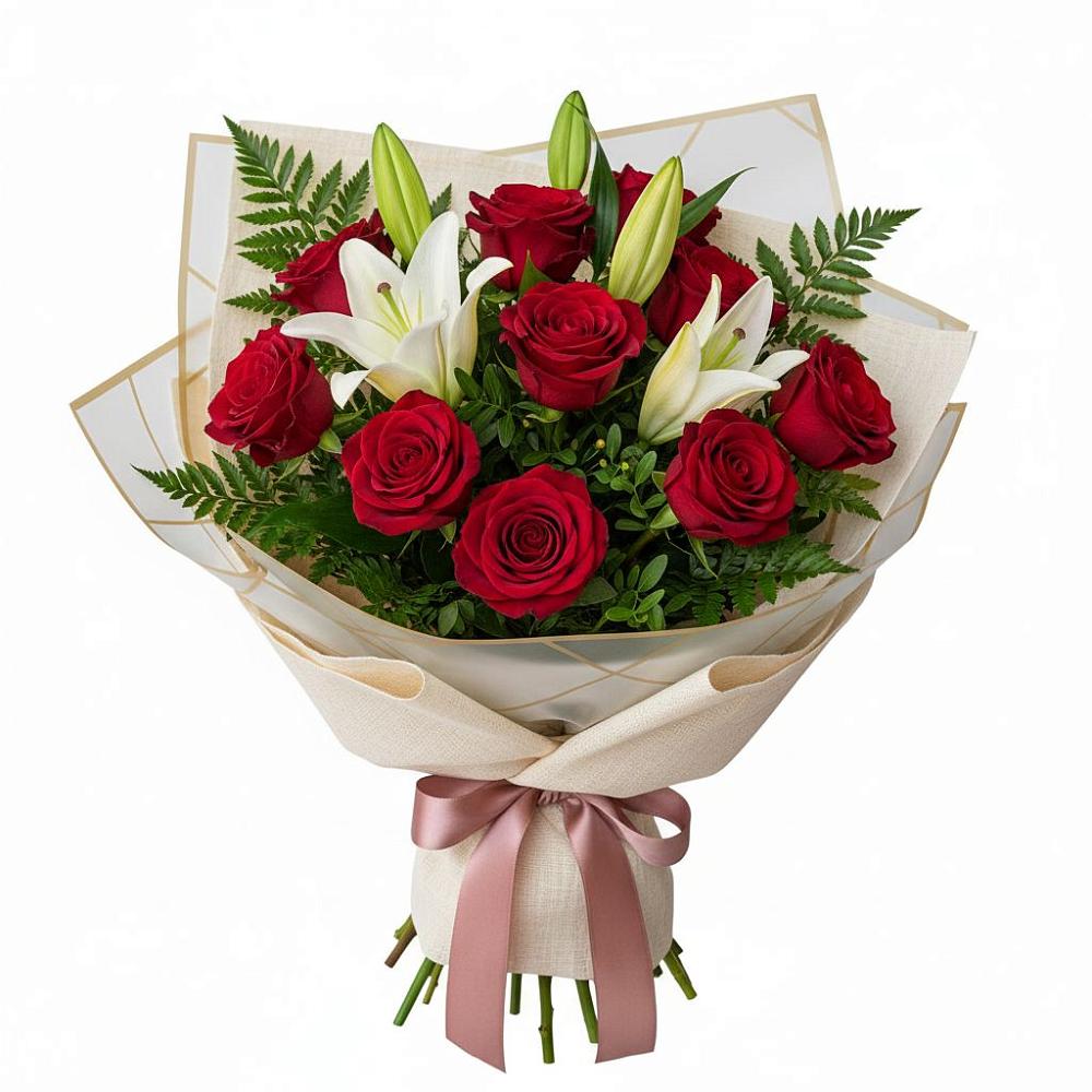 Букет цветов из: Лилии и Розы в Третьяках