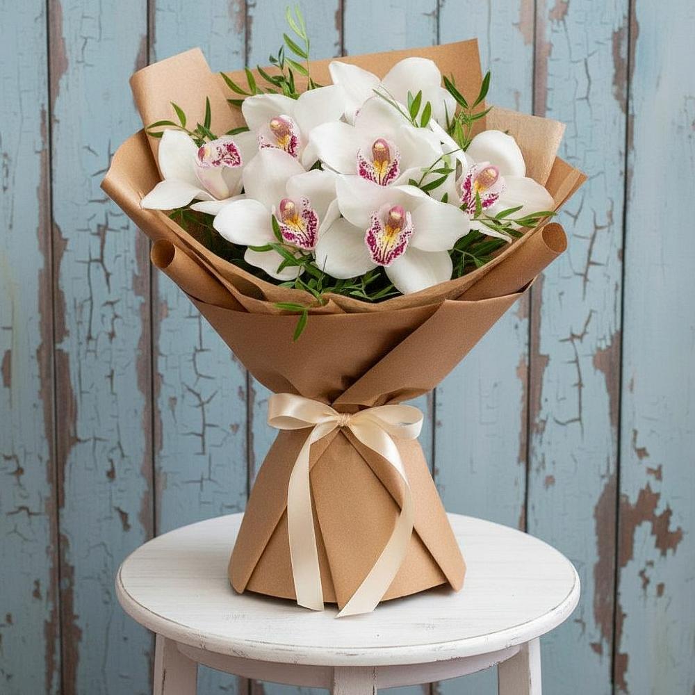 Букет цветов из: Орхидеи и Розы в Третьяках