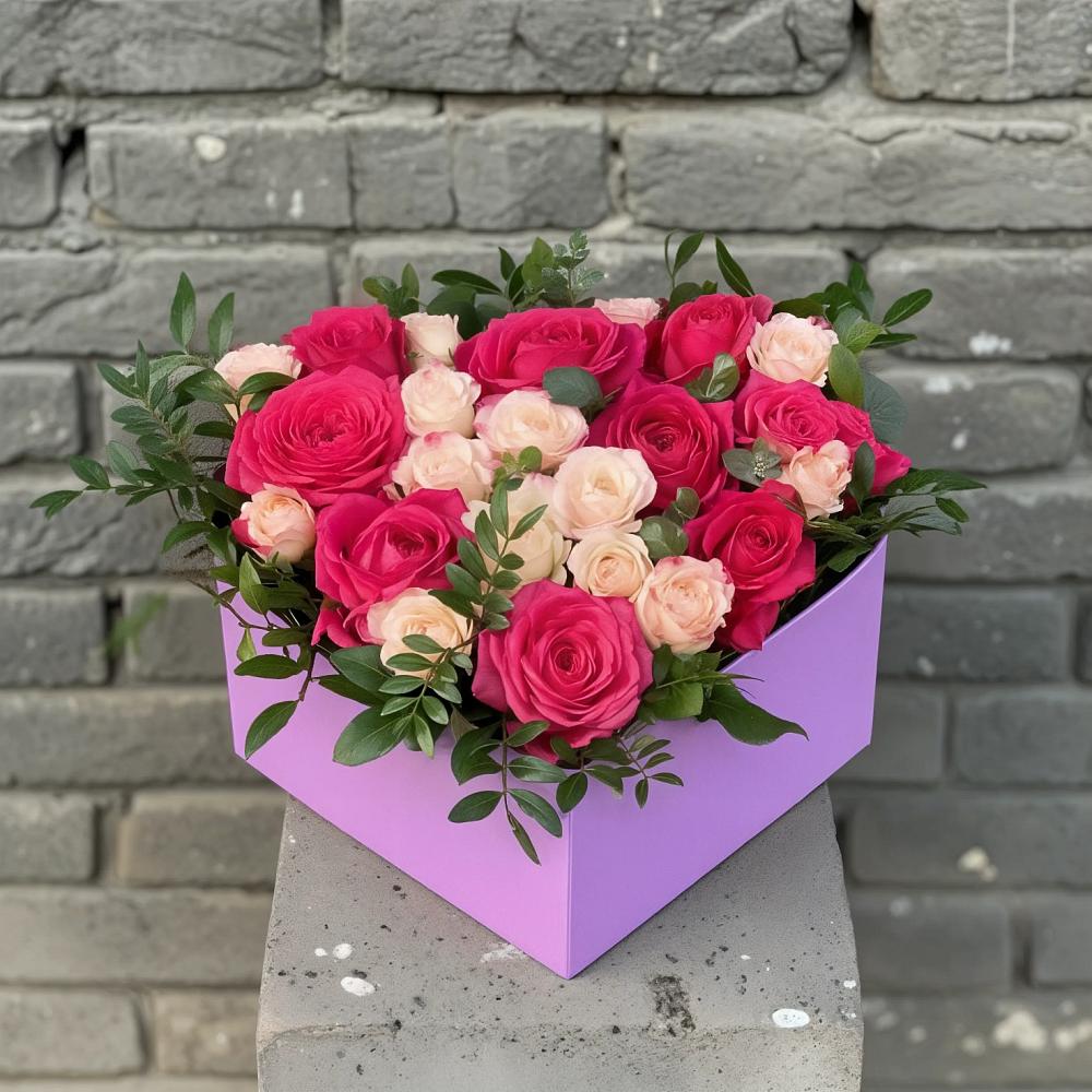 Цветочная композиция из Розы в коробке в Третьяках