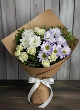 Букет цветов из:  Хризантемы и Розы в Третьяках