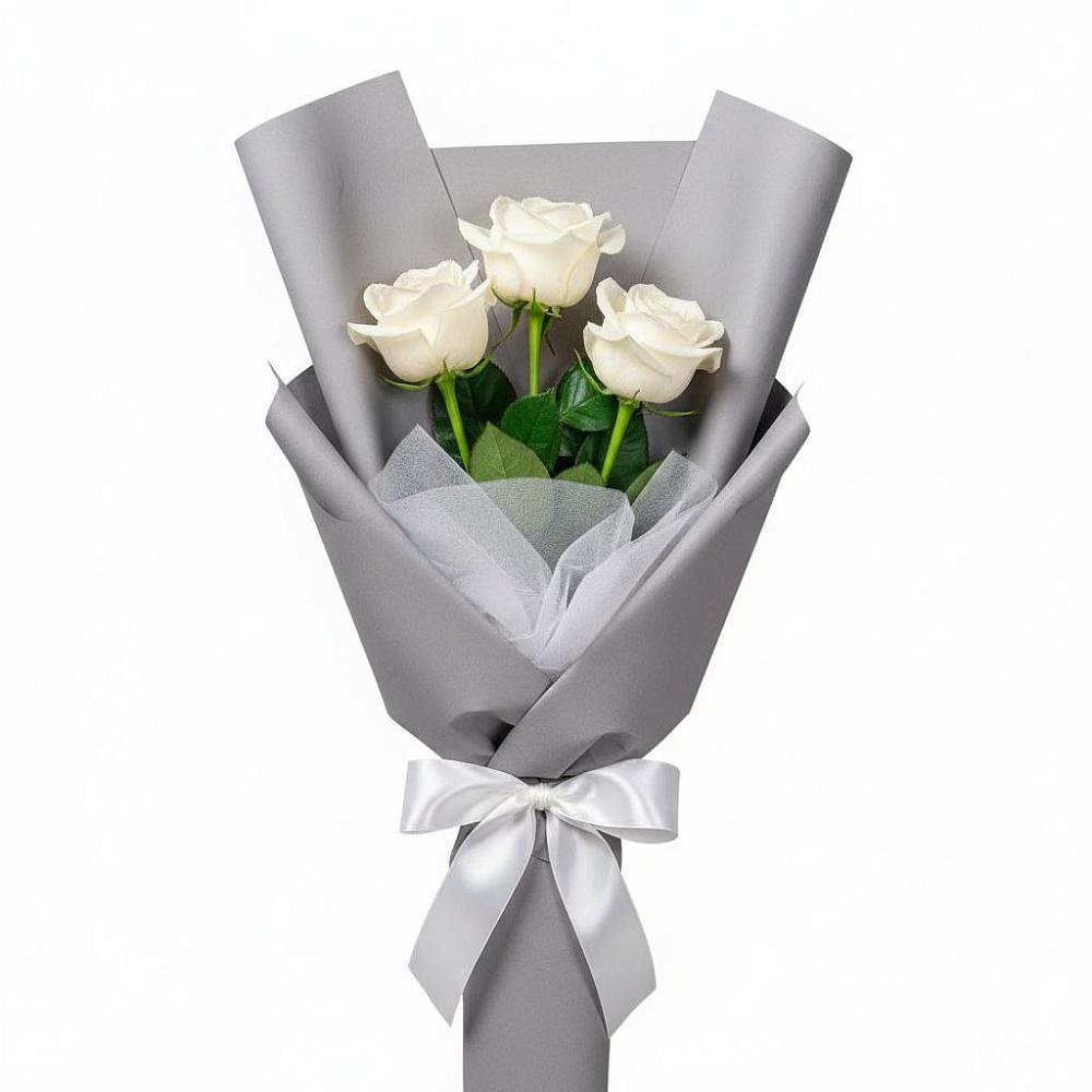 Букет 3 белые розы в Третьяках