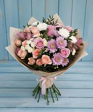 Букет цветов из:  Хризантемы, Розы и Альстромерии #REPLACE_PRED# Третьяках