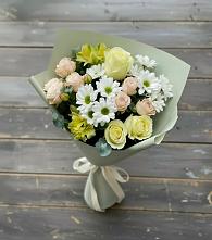 Букет цветов из:  Альстромерии, Розы и Хризантемы в Третьяках