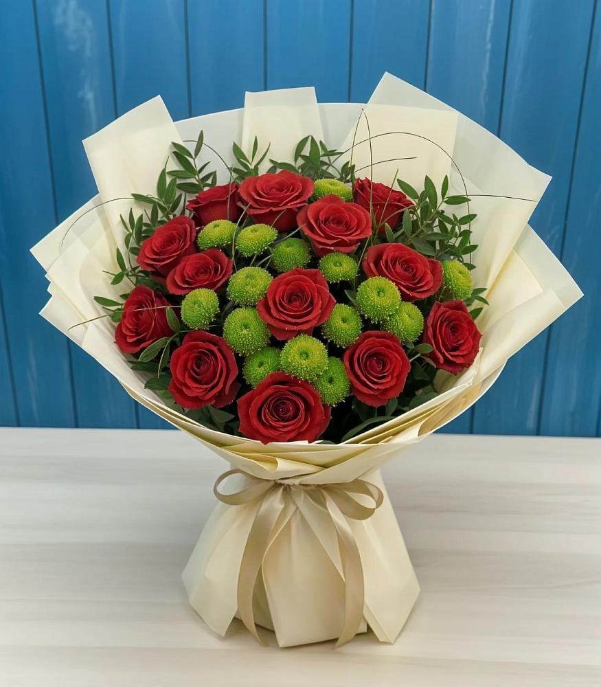 Букет цветов из: Розы и Хризантемы в Третьяках